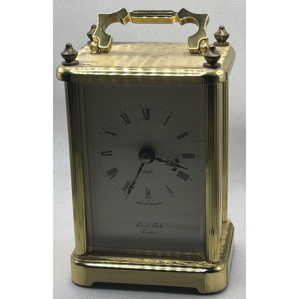 Vintage Brass Lionel Peck London Carriage Clock Made in Germany 5"x3.5" WORKS!